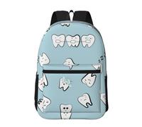 Hnnkloy Patrón de dientes Diente Caricatura dental,Mochila informal de 17 pulgadas con bolsillos, resistente al agua, para la escuela.