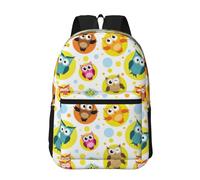 Hnnkloy Patrón de estampado de búho lindo,Mochila informal de 17 pulgadas con bolsillos, resistente al agua, para la escuela.
