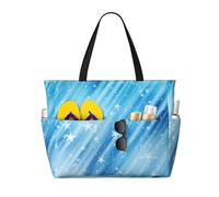 Hnnkloy Patrón de estrellas azules brillantes,Bolso de playa de gran capacidad, bolso de hombro de viaje para mujer, bolso de mano impermeable.