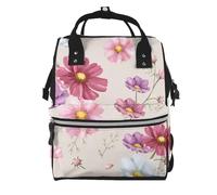 Hnnkloy Patrón de flor de cosmos dibujado a mano.Mochila de maternidad de gran capacidad, bolso cambiador, mochila de viaje para actividades al aire libre.