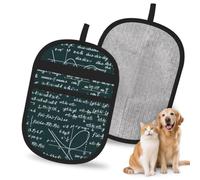 Hnnkloy Patrón de fórmulas matemáticas escritas a Mano, Paquete de 2 Guantes para Eliminar el Pelo de Mascotas, Guantes de Aseo antiestáticos para Perros y Gatos.