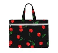 Hnnkloy Patrón de fruta de cereza,Bolsa de lona para documentos con cremallera, bolso de mano, maletín para la escuela y la oficina.