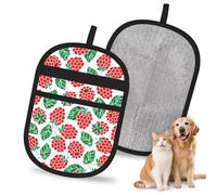 Hnnkloy Patrón de Frutas de Frambuesas, Paquete de 2 Guantes para Eliminar el Pelo de Mascotas, Guantes de Aseo antiestáticos para Perros y Gatos.