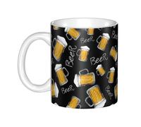 Hnnkloy Patrón de jarra de cerveza,Taza de cerámica grande para café, ideal para cocina, restaurante, oficina o cafetería, 330 ml.