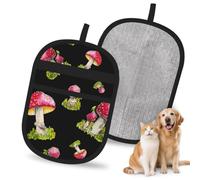 Hnnkloy Patrón de la amanita muscaria roja, Paquete de 2 Guantes para Eliminar el Pelo de Mascotas, Guantes de Aseo antiestáticos para Perros y Gatos.