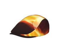 Hnnkloy Patrón de Llamas de Fuego de béisbol ardiente, Gorra Plana para Hombre, Gorra de repartidor de periódicos para Hombre, Boina Ajustable para Conducir