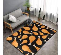 Hnnkloy Patrón de Muslos de Pollo Frito, Alfombra Grande Antideslizante para Sala de Estar o Dormitorio, 150 x 100 cm.