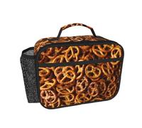 Hnnkloy Patrón de pan de pretzels,Bolsa de almuerzo portátil, fiambrera resistente, bolsa isotérmica reutilizable