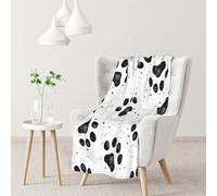 Hnnkloy Patrón de Pata de Perro,Manta Suave para sofá Cama, cálida, antipilling, de Franela Afelpada, 76 x 102 cm.
