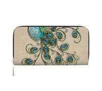 Hnnkloy Patrón de Pavo Real Impreso,Carteras de Cuero PU de Gran Capacidad para Hombres y Mujeres.