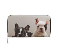 Hnnkloy Patrón de Perro Bulldog francés,Carteras de Cuero PU de Gran Capacidad para Hombres y Mujeres.