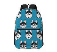 Hnnkloy Patrón de perro con cara de husky,Mochila informal de 17 pulgadas con bolsillos, resistente al agua, para la escuela.