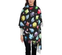 Hnnkloy Patrón de piedras preciosas de colores,Bufanda grande de cachemira sintética para mujer, chal ligero con borlas, 197 x 72 cm