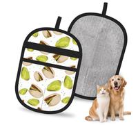 Hnnkloy Patrón de Pistacho Verde, Paquete de 2 Guantes para Eliminar el Pelo de Mascotas, Guantes de Aseo antiestáticos para Perros y Gatos.