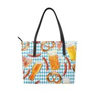 Hnnkloy Patrón de pizza de pan con salchicha,Bolso de mano de piel sintética, bolso tote de gran capacidad, bolso de hombro para mujer, ideal para el trabajo y los viajes.