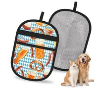 Hnnkloy Patrón de Pizza de Pan con Salchicha, Paquete de 2 Guantes para Eliminar el Pelo de Mascotas, Guantes de Aseo antiestáticos para Perros y Gatos.