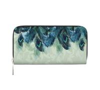 Hnnkloy Patrón de Plumas de Pavo Real,Carteras de Cuero PU de Gran Capacidad para Hombres y Mujeres.