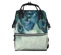 Hnnkloy Patrón de plumas de pavo real.Mochila de maternidad de gran capacidad, bolso cambiador, mochila de viaje para actividades al aire libre.
