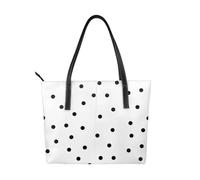 Hnnkloy Patrón de puntos sin costuras en blanco y negro,Bolso de mano de piel sintética, bolso tote de gran capacidad, bolso de hombro para mujer, ideal para el trabajo y los viajes.