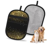 Hnnkloy Patrón de Purpurina Dorada, Paquete de 2 Guantes para Eliminar el Pelo de Mascotas, Guantes de Aseo antiestáticos para Perros y Gatos.