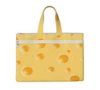 Hnnkloy Patrón de queso amarillo,Bolsa de lona para documentos con cremallera, bolso de mano, maletín para la escuela y la oficina.