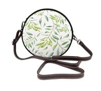Hnnkloy Patrón de rama de olivo en acuarela verde,Bolso de hombro de piel sintética, bolso cruzado redondo - Bolso circular para mujer