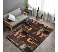 Hnnkloy Patrón de Rock de batería Retro, Alfombra Grande Antideslizante para Sala de Estar o Dormitorio, 150 x 100 cm.