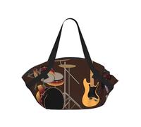 Hnnkloy Patrón de Rock de batería Retro,Esterilla de Camping portátil, Manta de Picnic Plegable Multifuncional Que también Sirve como Bolsa de Camping para Viajes.