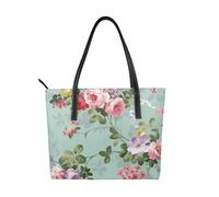 Hnnkloy Patrón de rosas rosas y rojas elegantes de estilo vintage,Bolso de mano de piel sintética, bolso tote de gran capacidad, bolso de hombro para mujer, ideal para el trabajo y los viajes.