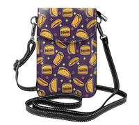 Hnnkloy Patrón de taco, hamburguesa y perrito caliente,Bolsos para celular para mujer, bolsos pequeños cruzados - Cartera para celular de cuero sintético con ranuras para tarjetas de crédito