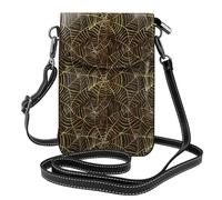 Hnnkloy Patrón de telaraña dorada,Bolsos para celular para mujer, bolsos pequeños cruzados - Cartera para celular de cuero sintético con ranuras para tarjetas de crédito