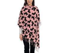 Hnnkloy Patrón de terrier escocés rosa y negro,Bufanda grande de cachemira sintética para mujer, chal ligero con borlas, 197 x 72 cm