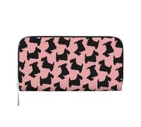 Hnnkloy Patrón de Terrier escocés Rosa y Negro,Carteras de Cuero PU de Gran Capacidad para Hombres y Mujeres.