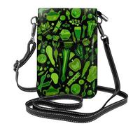 Hnnkloy Patrón de vegetales verdes,Bolsos para celular para mujer, bolsos pequeños cruzados - Cartera para celular de cuero sintético con ranuras para tarjetas de crédito