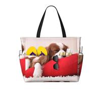 Hnnkloy Patrón del Cavalier King Charles Spaniel,Bolso de playa de gran capacidad, bolso de hombro de viaje para mujer, bolso de mano impermeable.