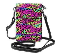 Hnnkloy Patrón geométrico abstracto de neón brillante,Bolsos para celular para mujer, bolsos pequeños cruzados - Cartera para celular de cuero sintético con ranuras para tarjetas de crédito
