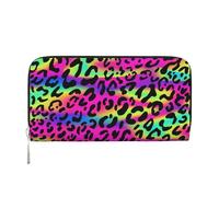 Hnnkloy Patrón geométrico Abstracto de neón Brillante,Carteras de Cuero PU de Gran Capacidad para Hombres y Mujeres.