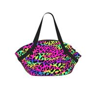 Hnnkloy Patrón geométrico Abstracto de neón Brillante,Esterilla de Camping portátil, Manta de Picnic Plegable Multifuncional Que también Sirve como Bolsa de Camping para Viajes.