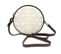 Hnnkloy Patrón geométrico dorado,Bolso de hombro de piel sintética, bolso cruzado redondo - Bolso circular para mujer