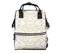 Hnnkloy Patrón geométrico dorado.Mochila de maternidad de gran capacidad, bolso cambiador, mochila de viaje para actividades al aire libre.