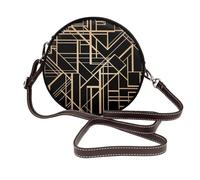 Hnnkloy Patrón geométrico estilo art déco a doble cara,Bolso de hombro de piel sintética, bolso cruzado redondo - Bolso circular para mujer