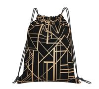 Hnnkloy Patrón geométrico estilo art déco a doble cara,Mochila con cordón unisex, bolsa deportiva para gimnasio, mochila informal para el día a día.