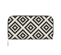 Hnnkloy Patrón geométrico Negro y Crema,Carteras de Cuero PU de Gran Capacidad para Hombres y Mujeres.