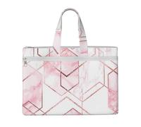 Hnnkloy Patrón geométrico sin costuras con líneas doradas brillantes y mármol rosa.,Bolsa de lona para documentos con cremallera, bolso de mano, maletín para la escuela y la oficina.