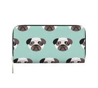 Hnnkloy Patrón Infantil con ilustración de Cachorro Azul de Pug,Carteras de Cuero PU de Gran Capacidad para Hombres y Mujeres.