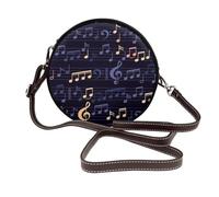 Hnnkloy Patrón musical sin fisuras,Bolso de hombro de piel sintética, bolso cruzado redondo - Bolso circular para mujer