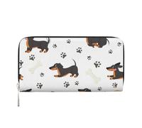 Hnnkloy Patrón sin Costuras de Perro Salchicha: adorables Mascotas Divertidas,Carteras de Cuero PU de Gran Capacidad para Hombres y Mujeres.