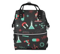 Hnnkloy Patrones de la química verde y la ciencia.Mochila de maternidad de gran capacidad, bolso cambiador, mochila de viaje para actividades al aire libre.