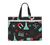 Hnnkloy Patrones de química y ciencia verde,Bolsa de lona para documentos con cremallera, bolso de mano, maletín para la escuela y la oficina.