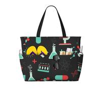 Hnnkloy Patrones de química y ciencia verde,Bolso de playa de gran capacidad, bolso de hombro de viaje para mujer, bolso de mano impermeable.